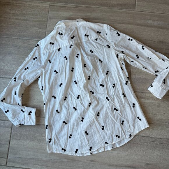 KARL LAGERFELD Embroidered Sunglasses Print Button Down - Women's Medium - Picture 7 of 8